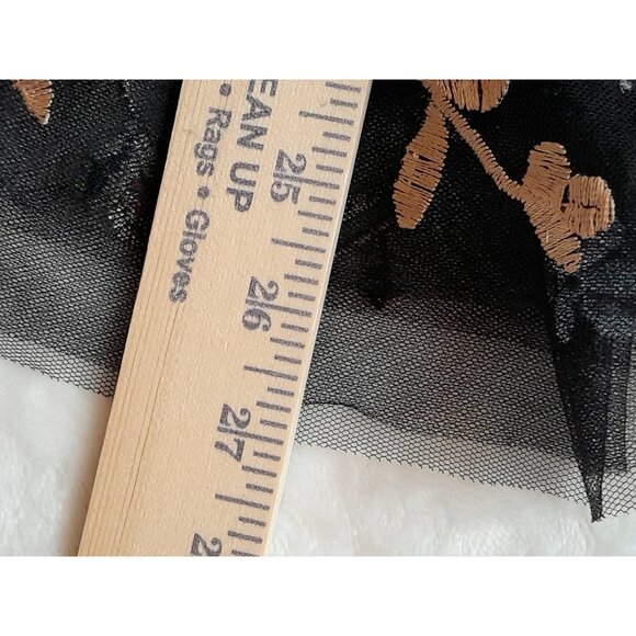 See You Monday Sz Medium Floral Tulle Embroidered Mesh Whimsigoth Midi Skirt Blk - Picture 7 of 8